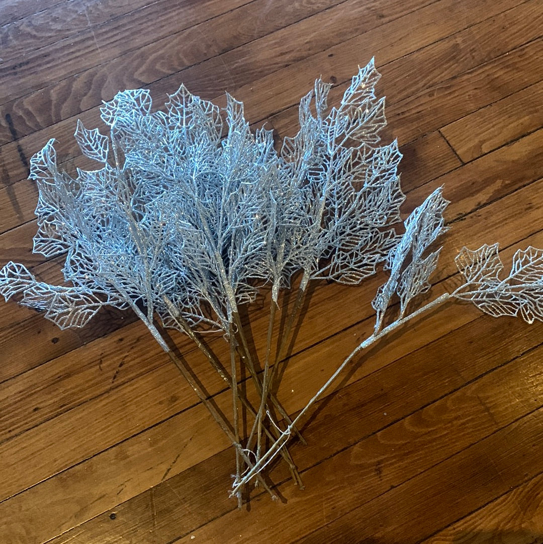 Silver Glitter Branch Pick