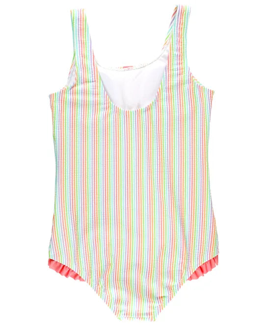 Rainbow Seersucker Tween Seersucker Henley One Piece - Breckenridge Baby