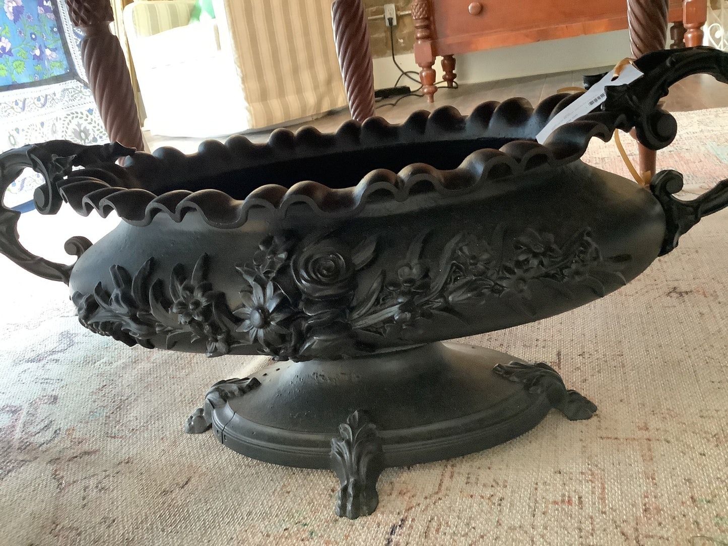 ANTIQUE BLACK IRON PLANTER