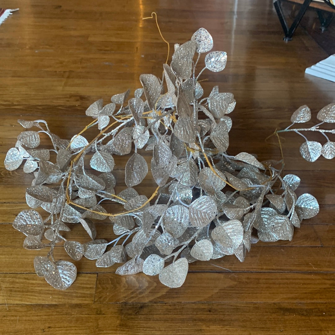 Glitter Champagne Christmas Leaf Garland