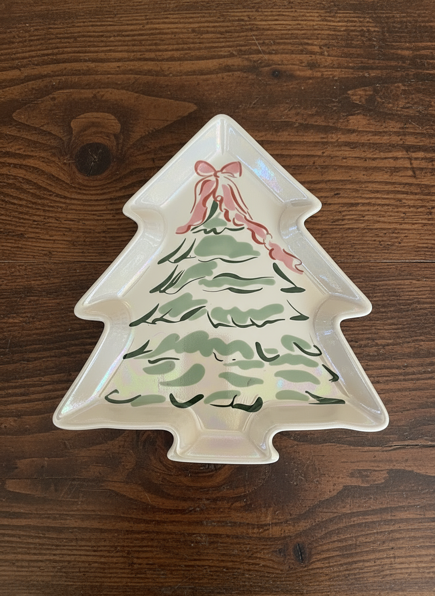 Stoneware Plate w/ Christmas Tree