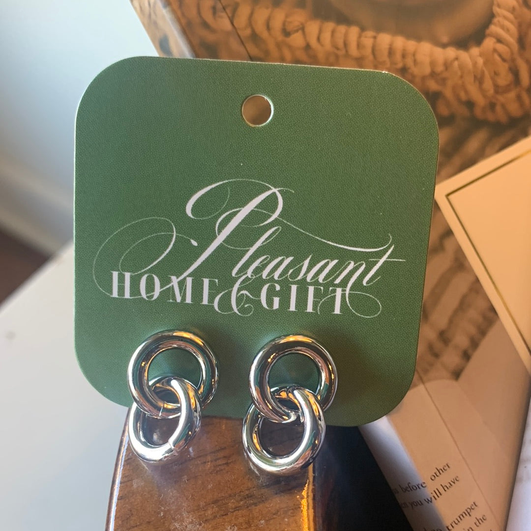 Gold Dipped Knot Stud Earrings - Silver