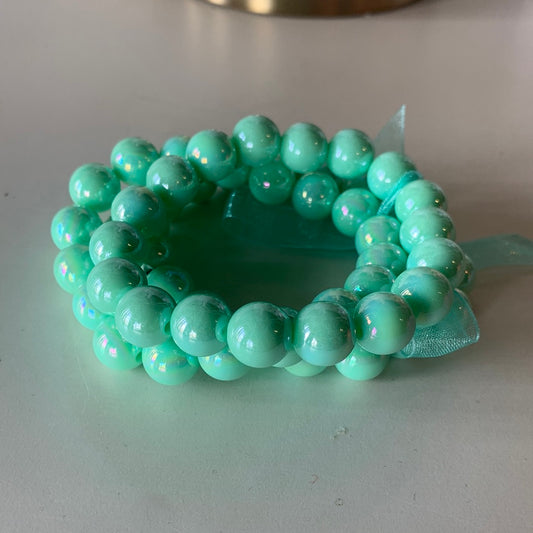 Iridescent Beaded Bracelets - Mint