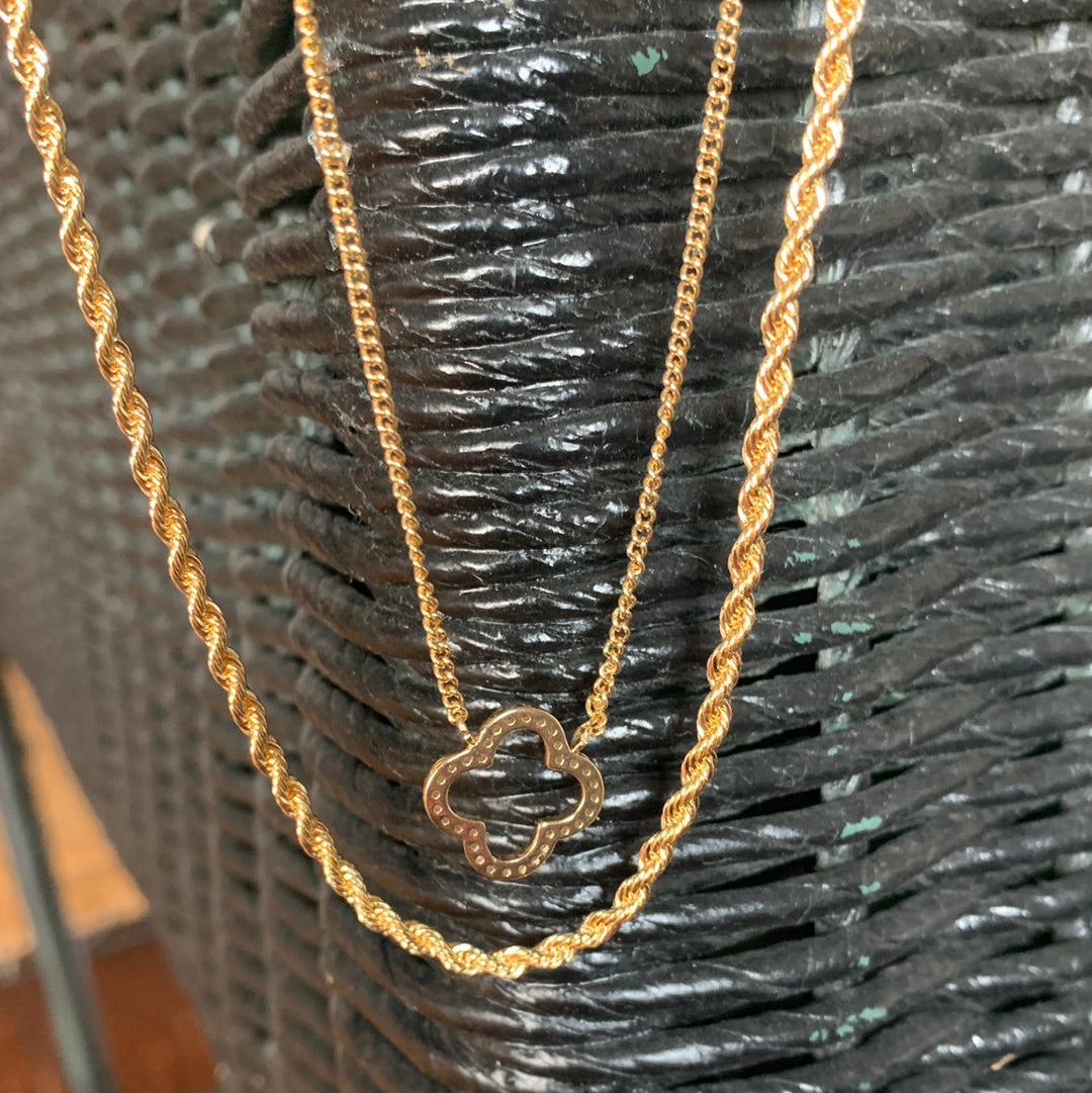 Clover Two Layered Charm Necklace