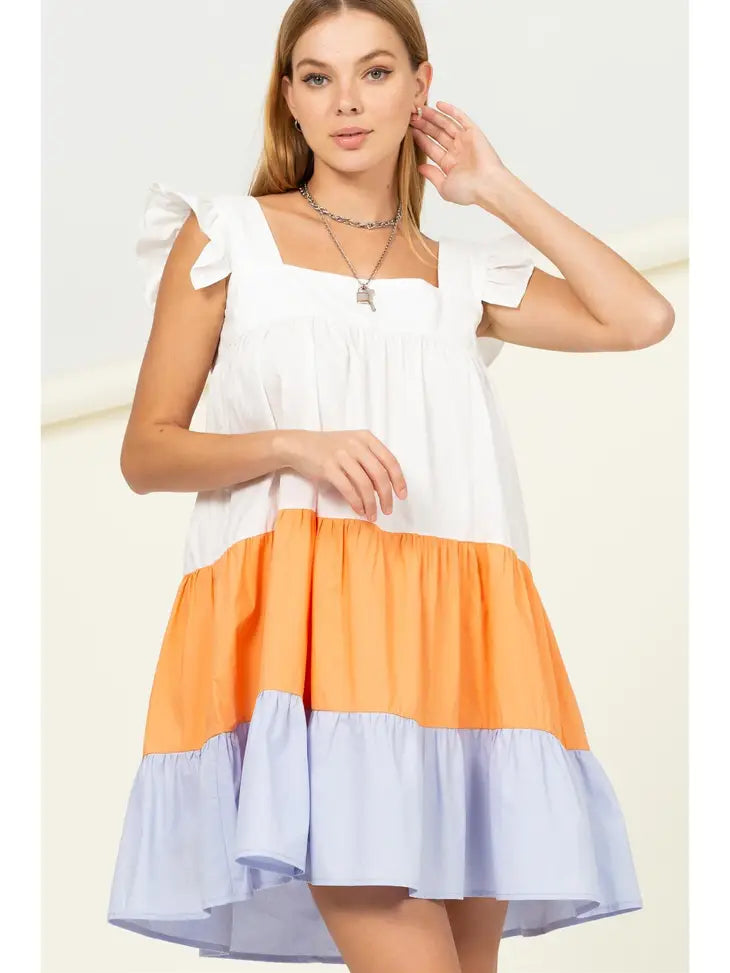 This Moment Color Block Tiered Mini Dress