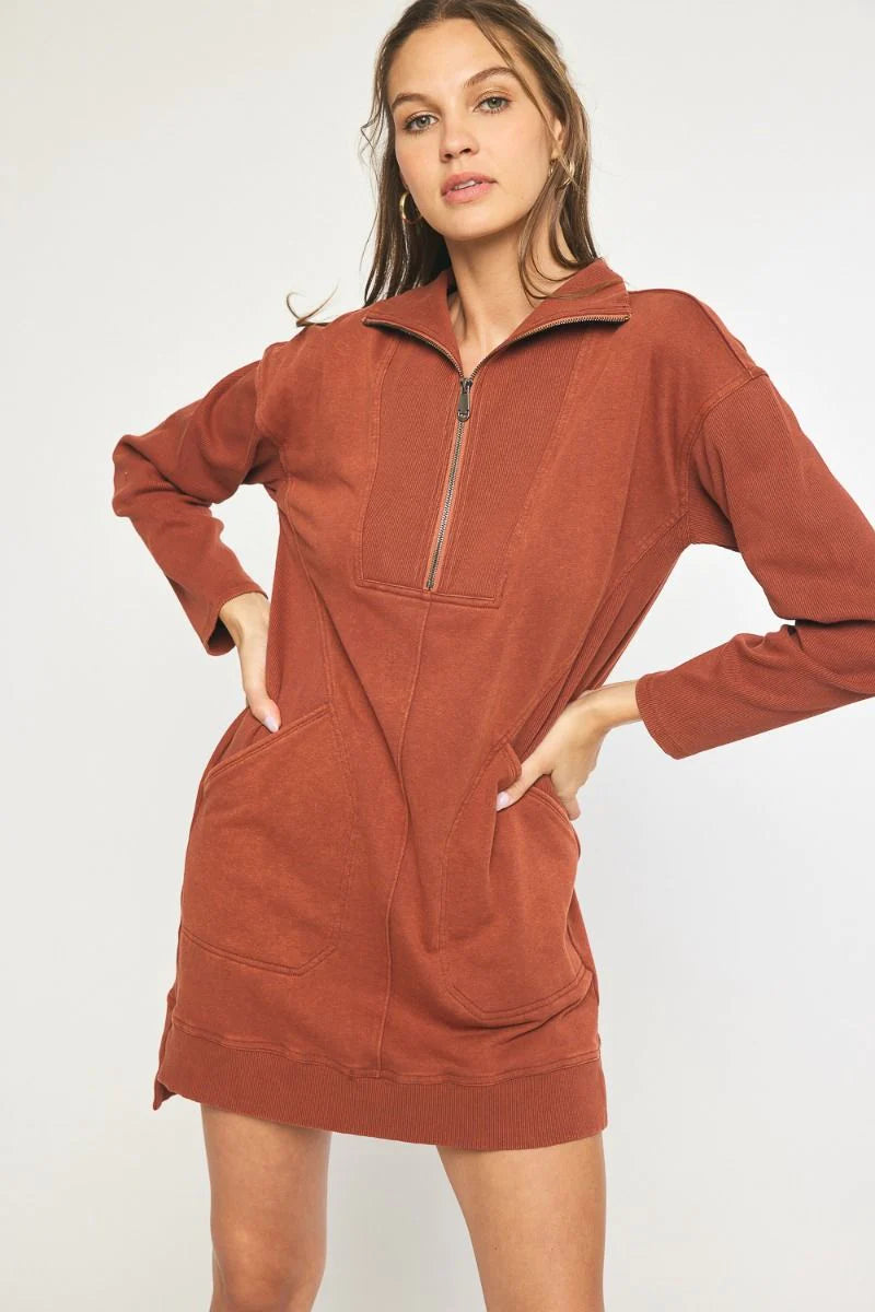 Half Zip Sweatshirt Dress