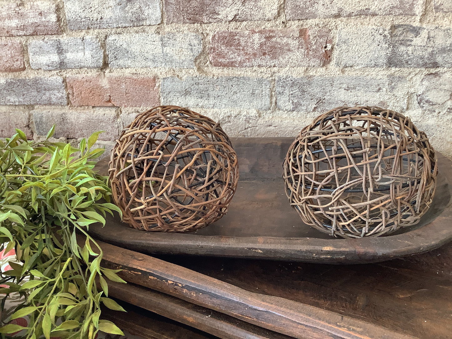 Two Rattan Wicker Balls
