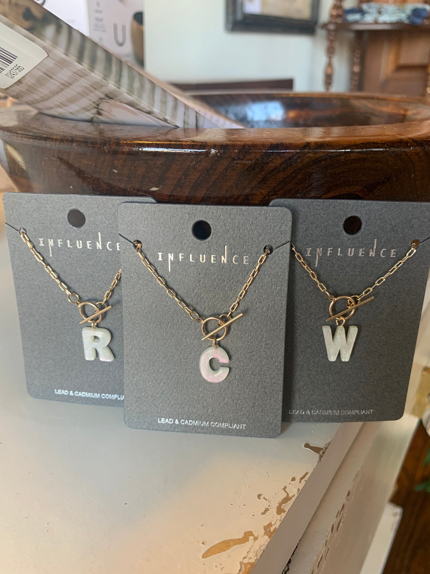 Mother of Pearl Toggle Initial Necklace