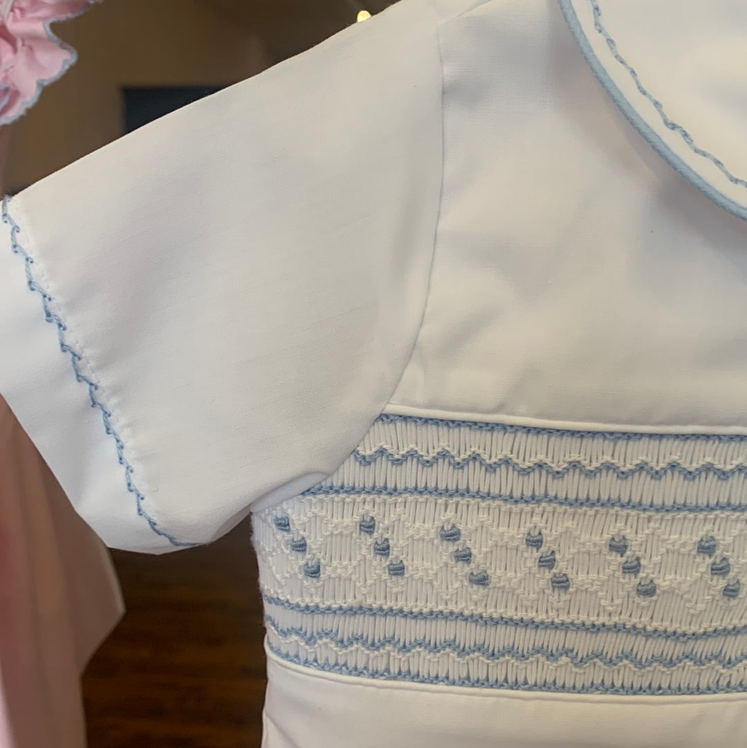 Smocked Blue Pique Short Set - Breckenridge Baby