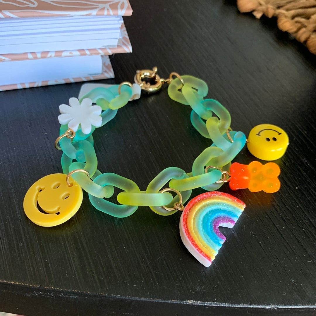 Acetate Chain Charm Bracelet