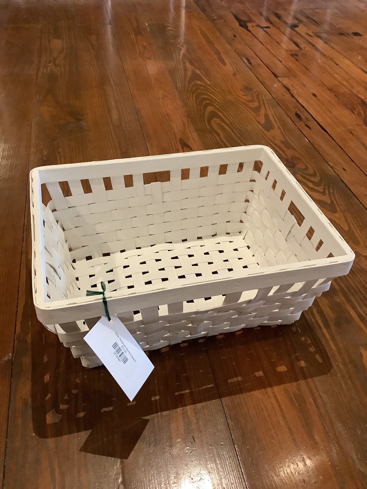 White Rectangle Weaved Basket