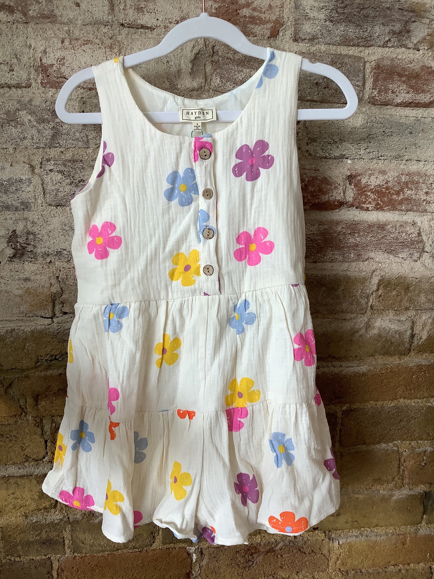Floral Button Romper Dress