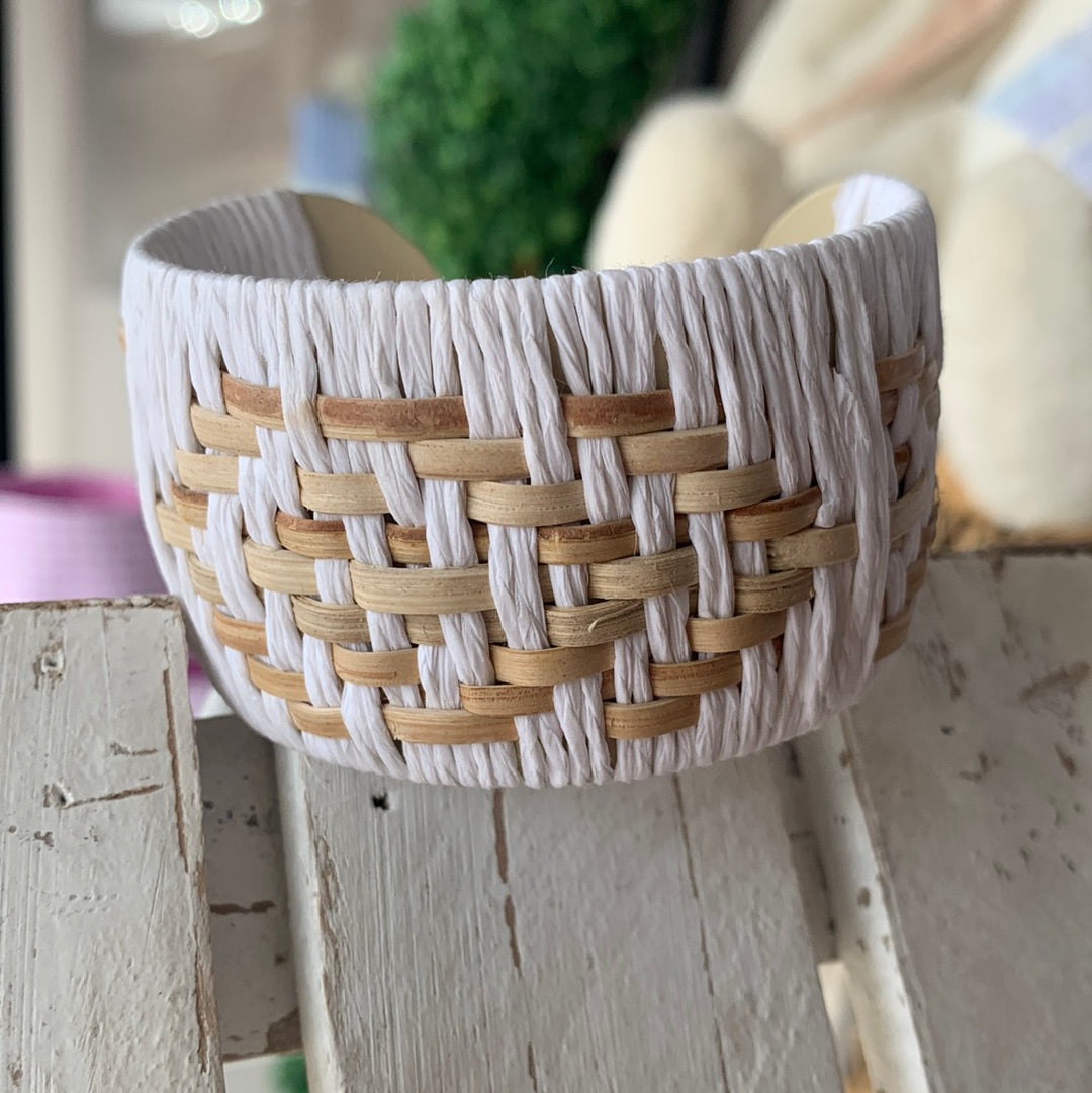 White Arrow Rattan Cuff Bracelet