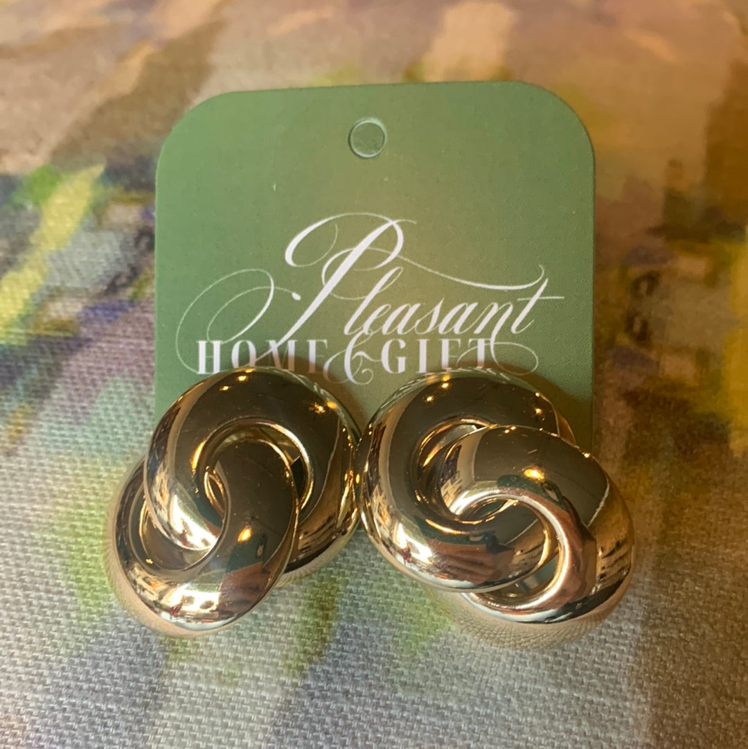 Large Gold Knot Stud Earrings