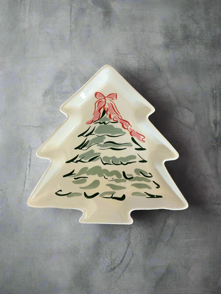 Stoneware Plate w/ Christmas Tree