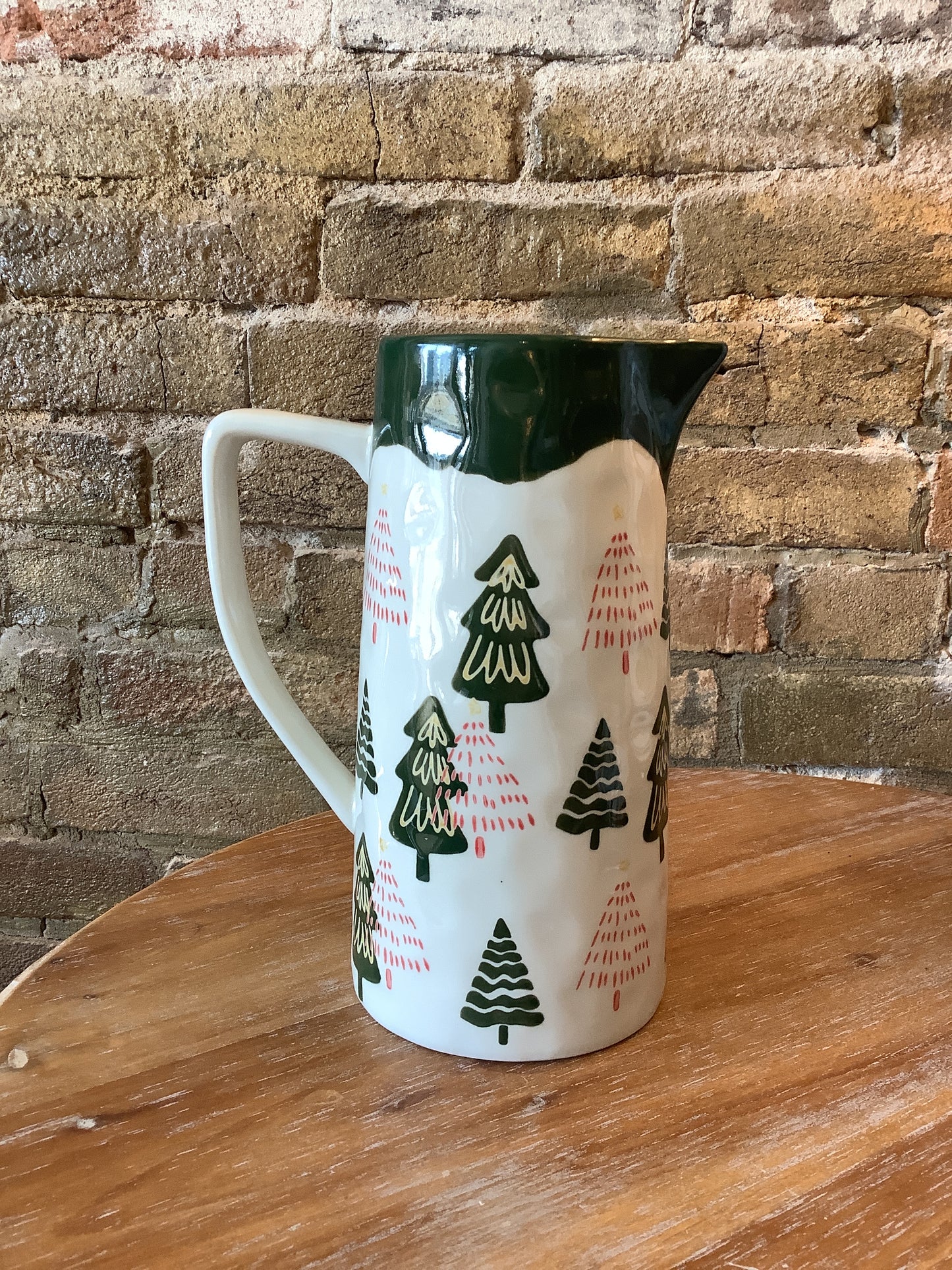 Stoneware Pitcher with Trees