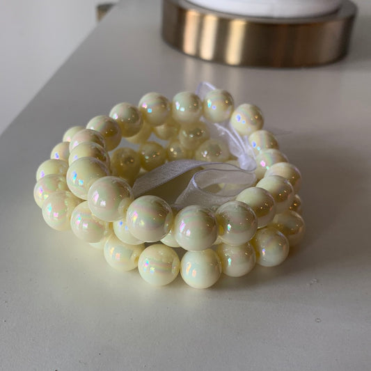 Iridescent Beaded Bracelets - White