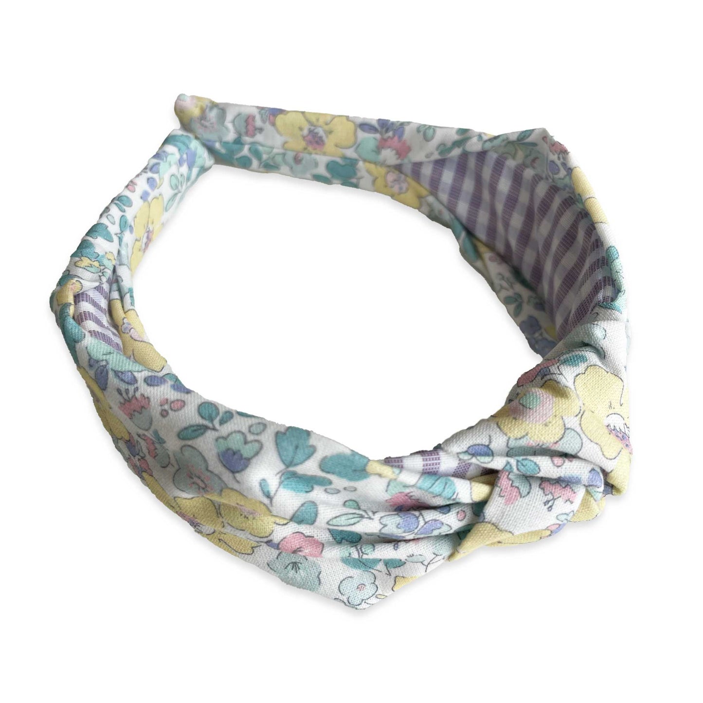 Flowers & Gingham Knotted Headband - Lavender - Breckenridge Baby