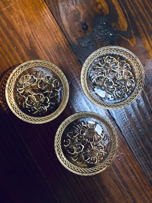 Cut Glass Zinnia Coasters (Set of 3)