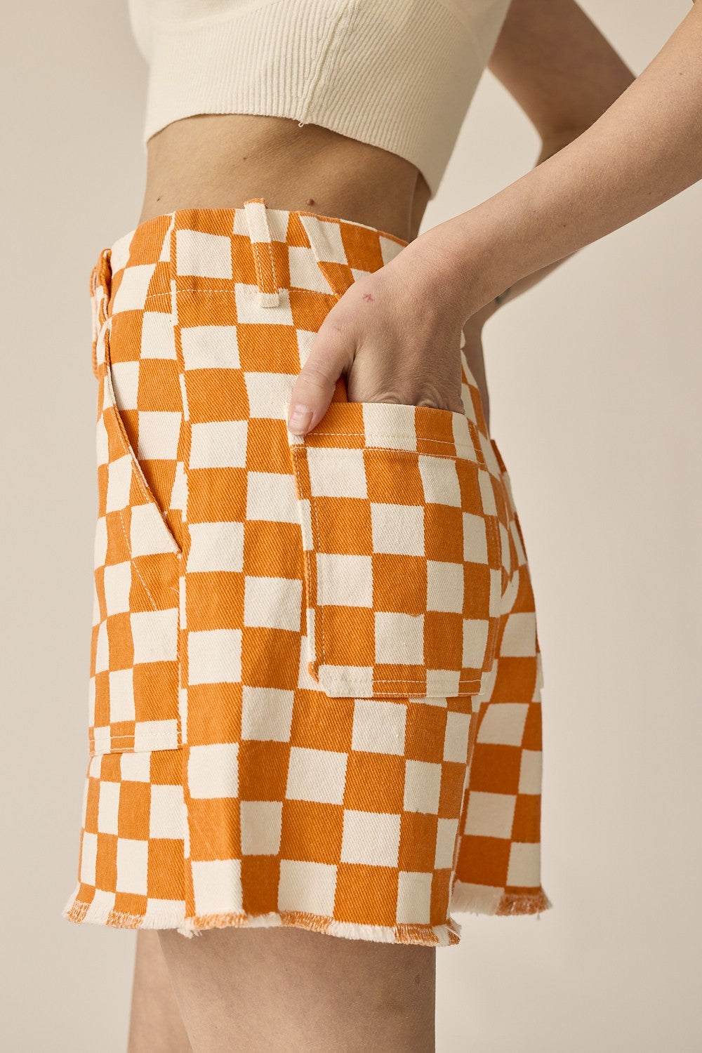 Orange & White Colleen Denim Shorts