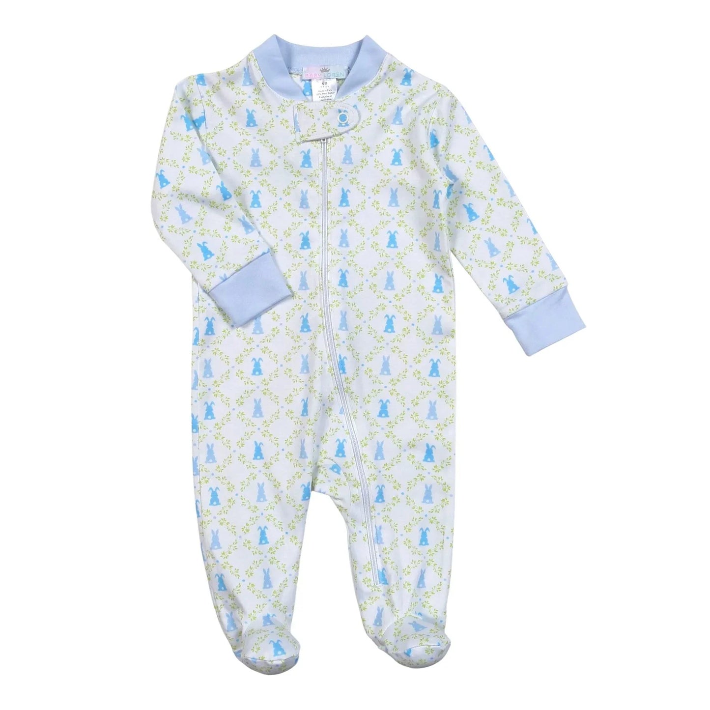Blue Easter Bunnies Zipper Footie - Breckenridge Baby