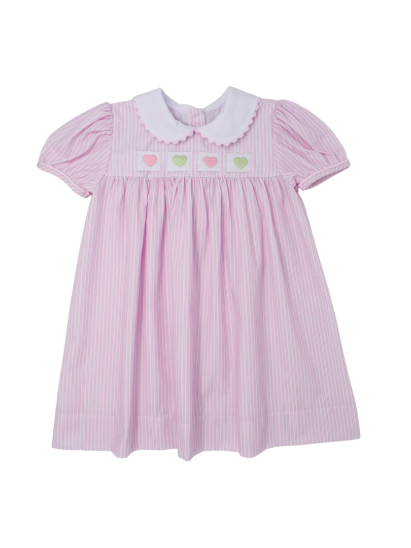 Ruth Ribbon Dress - Pink Pinstripe - Breckenridge Baby