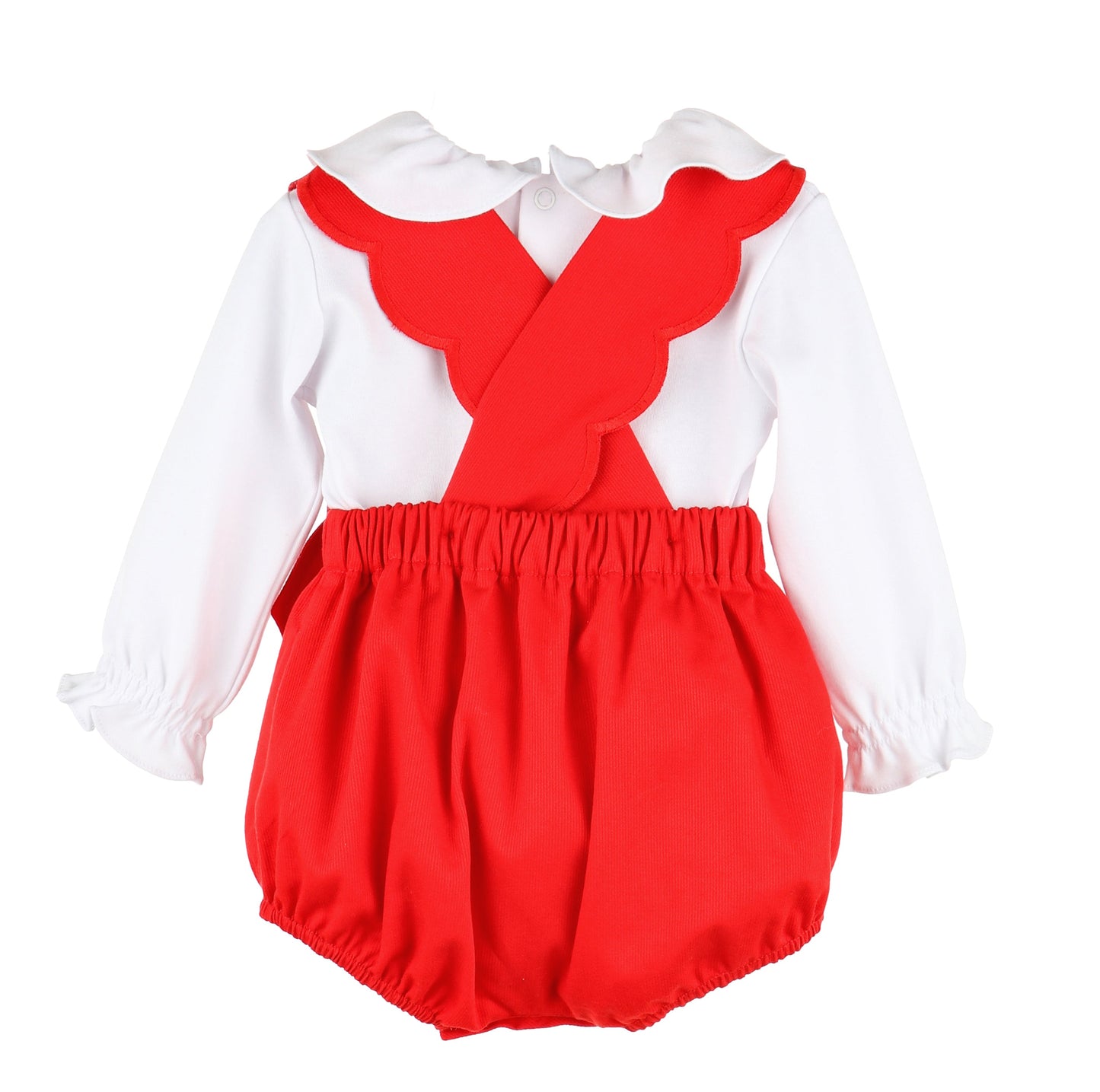 Winterberry Scallop Overall - Red - Breckenridge Baby