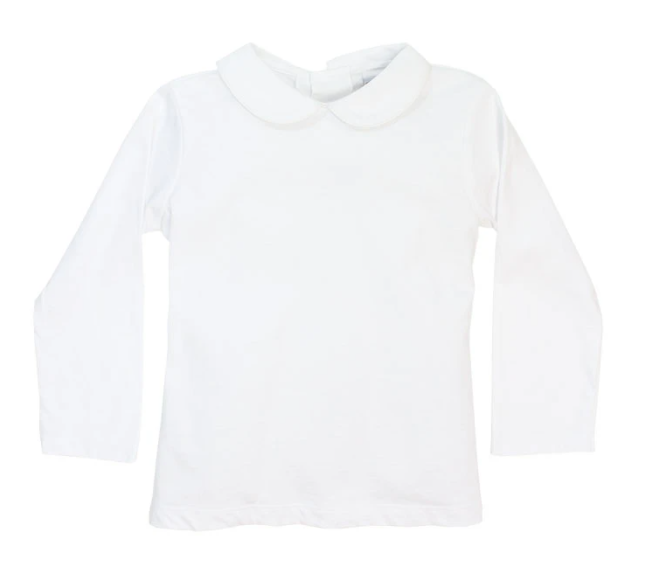 White Knit Unisex Long Sleeve Piped Shirt - Breckenridge Baby