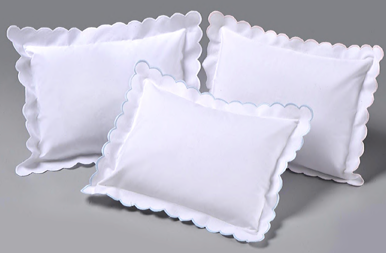 Blue Double Scallop Monogram Pillow - Breckenridge Baby