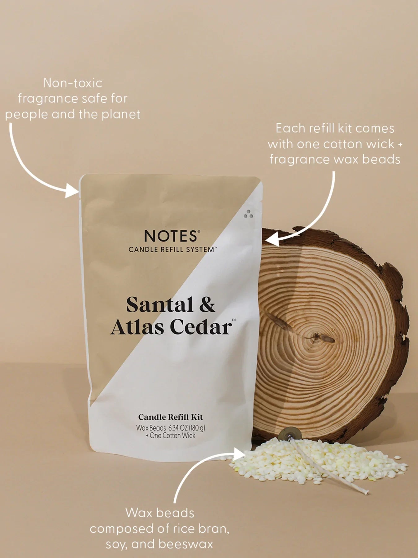 Sustainable Candle Refill Kit - NOTES Santal & Atlas Cedar - Breckenridge Baby