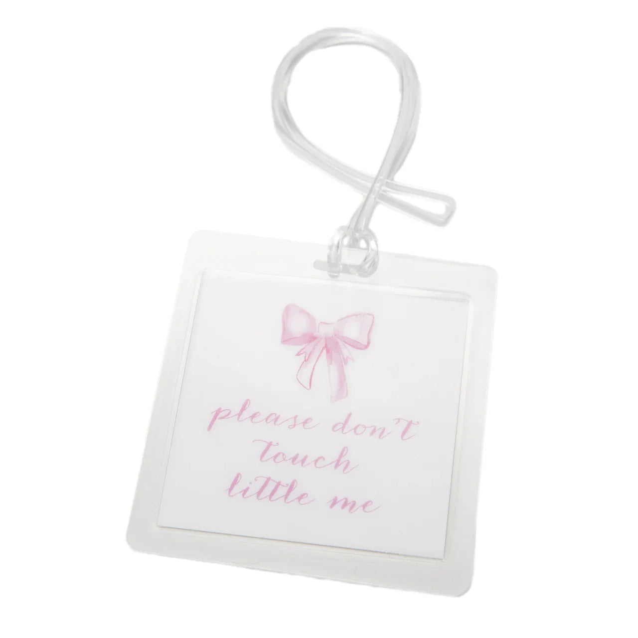 "Please Don't Touch Me" Stroller Tag - Pink Bow - Breckenridge Baby