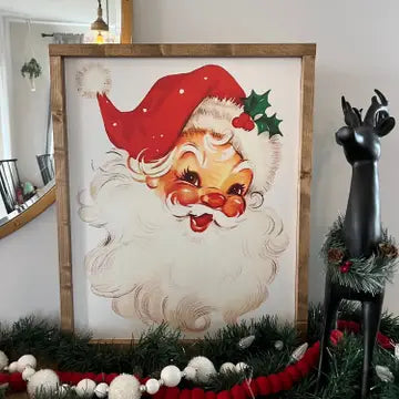Retro Santa Wood Sign 9" x 11"