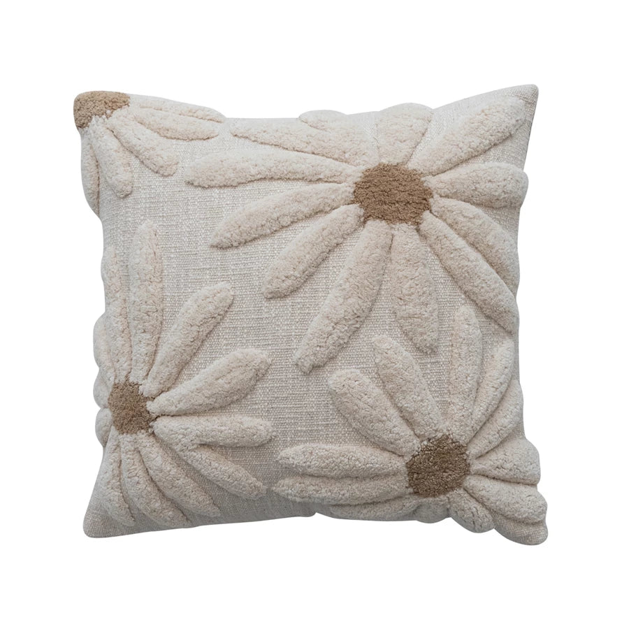 Yellow Daisy Tufted Pillow