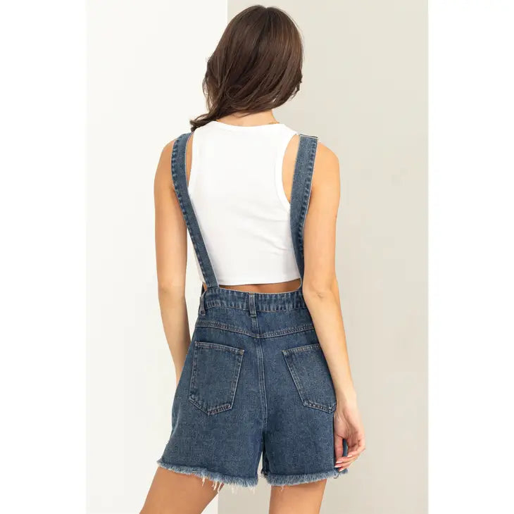 Sweet Pop Distressed Denim Overalls
