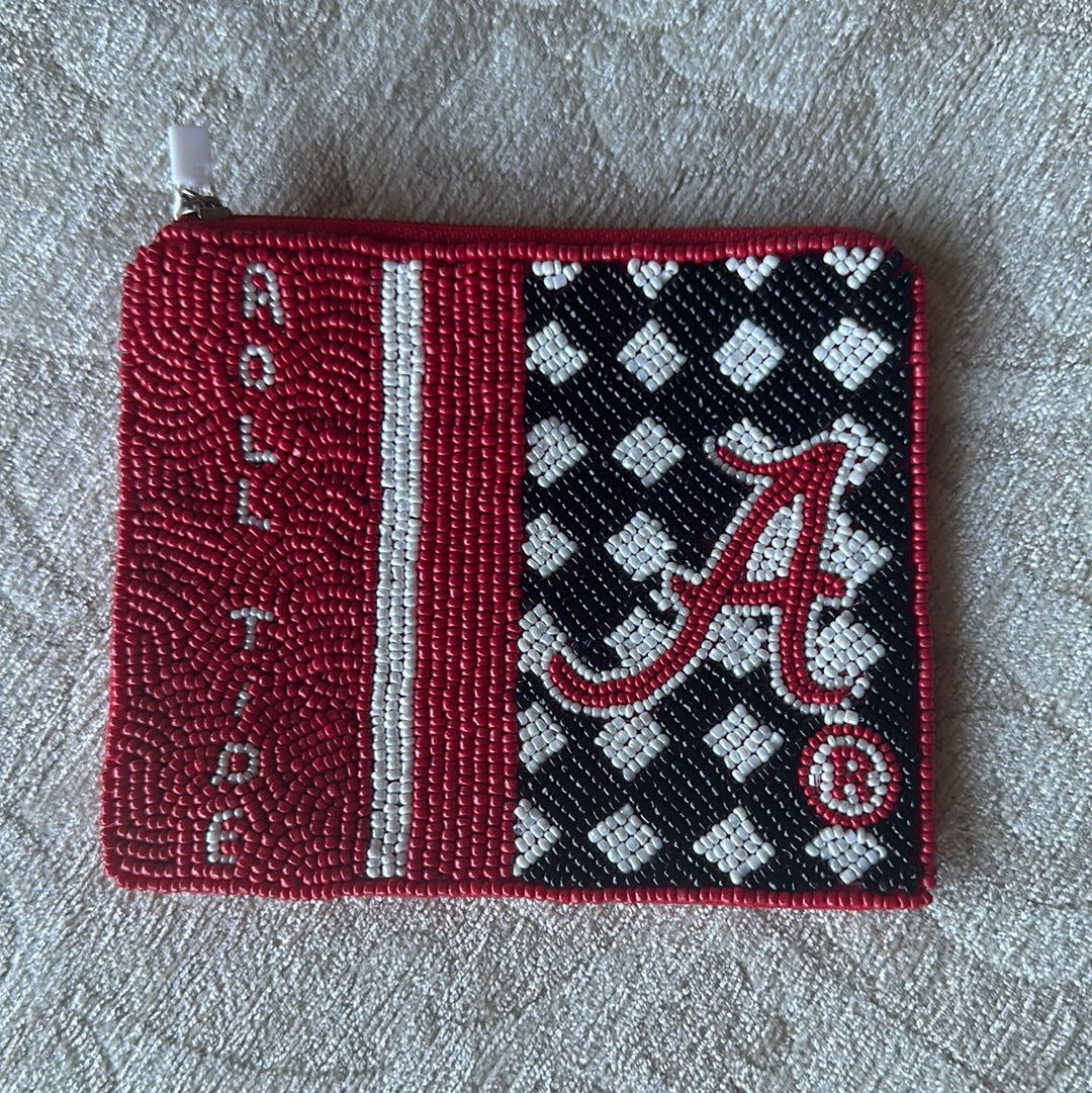 "Roll Tide" Beaded Coin Pouch