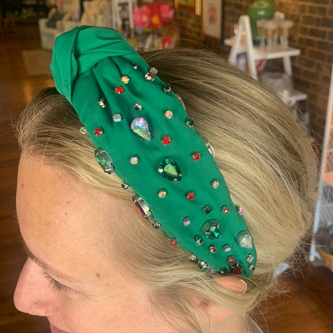 Green Christmas Stone Headband