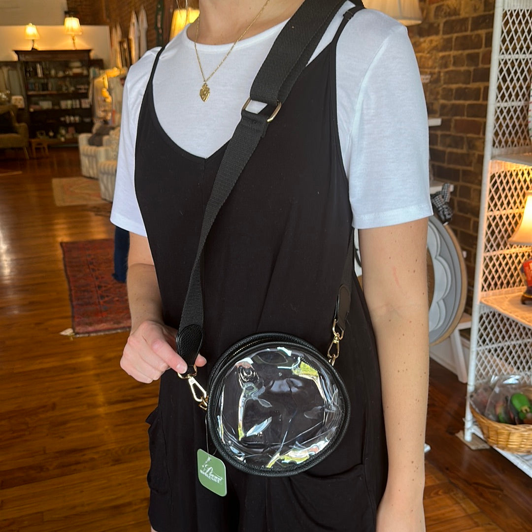Black/Clear Round Crossbody