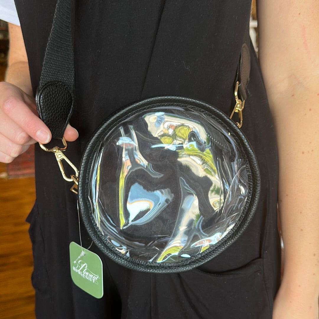 Black/Clear Round Crossbody