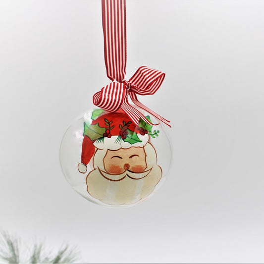 4" Handpainted Glass Ornament, Santa, Double-sided ©Haley Bush