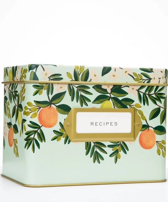 Citrus Floral Tin Recipe Box