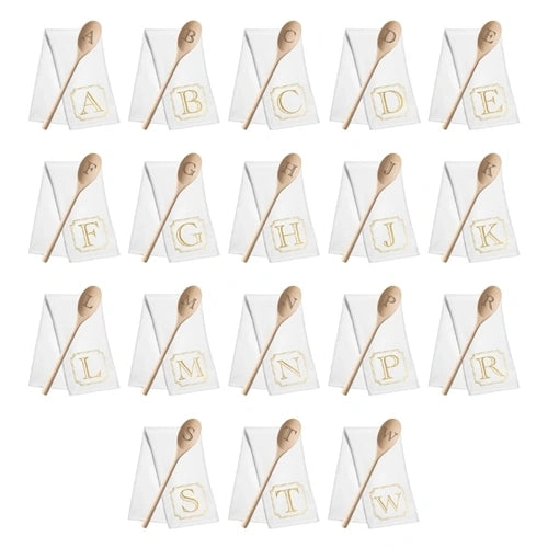 Embroidered Initial Tea Towel/Spoon Set