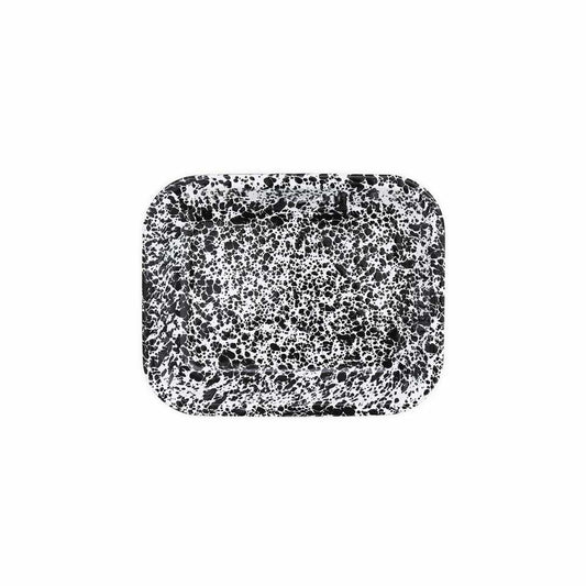 Splatter Enamelware Small Open Roaster: Black & White