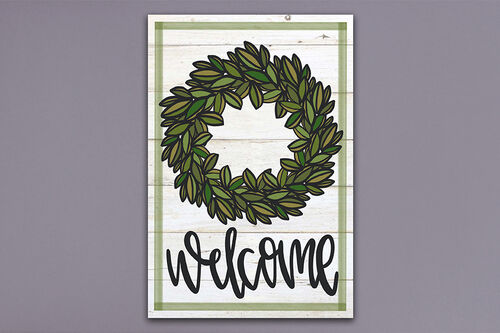 Welcome Wreath Flag