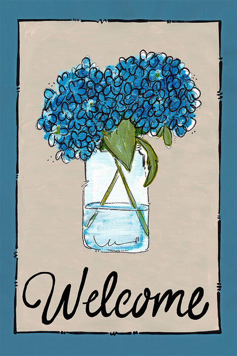Welcome Hydrangea 18x12 Flag