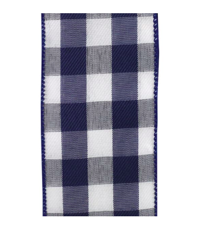 Ribbon - Celine Plaid Twill Wired Edge, Navy