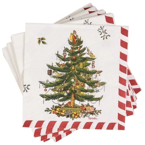 20 Count Candy Cane Christmas Tree Beverage Napkin