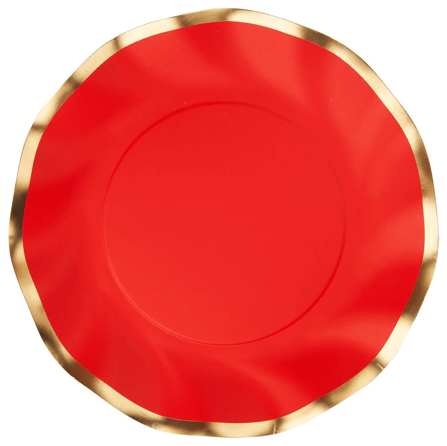 Wavy Salad Plate Everyday Scarlet - 8pkg