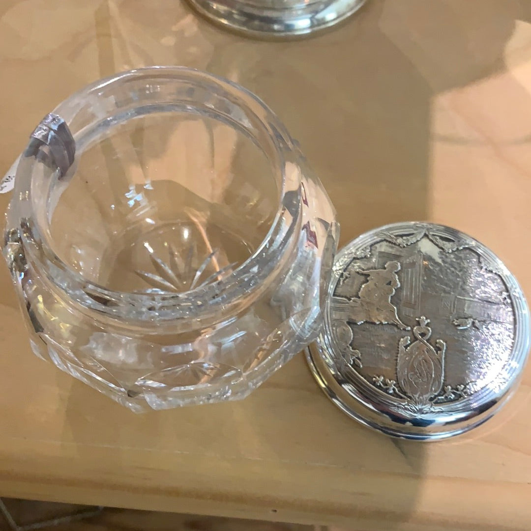 STERLING COVERED POWDER JAR
