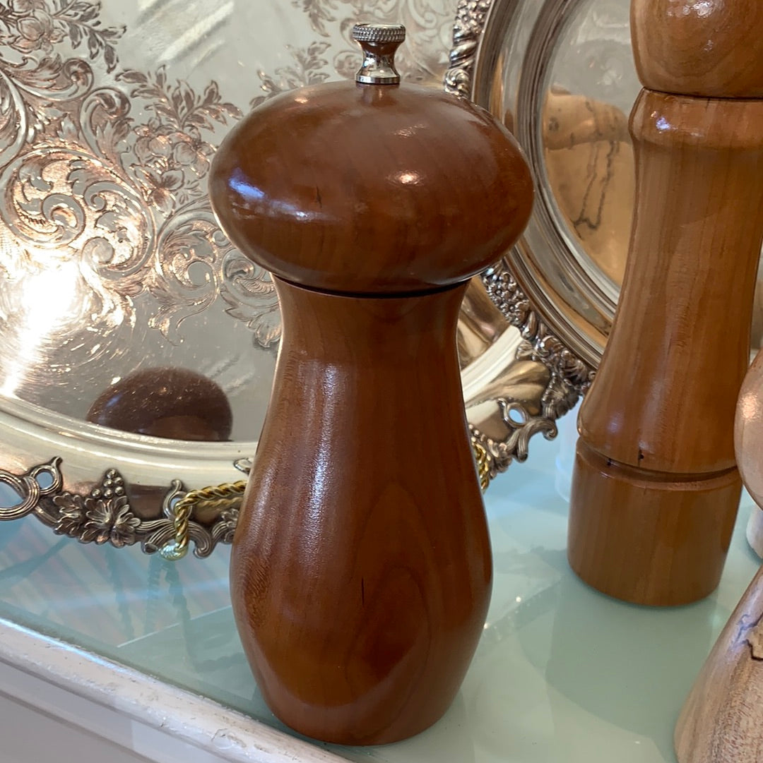 8" Dark Wooden Mushroom Pepper Mill