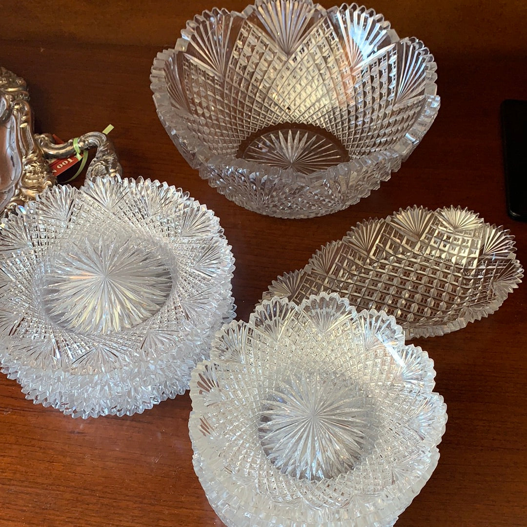 CUT GLASS ICE-CREAM SET